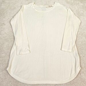 Soft Surroundings Cream‎ Viscose Blend 3/4 Sleeve Zipper Back Tunic M Elevated